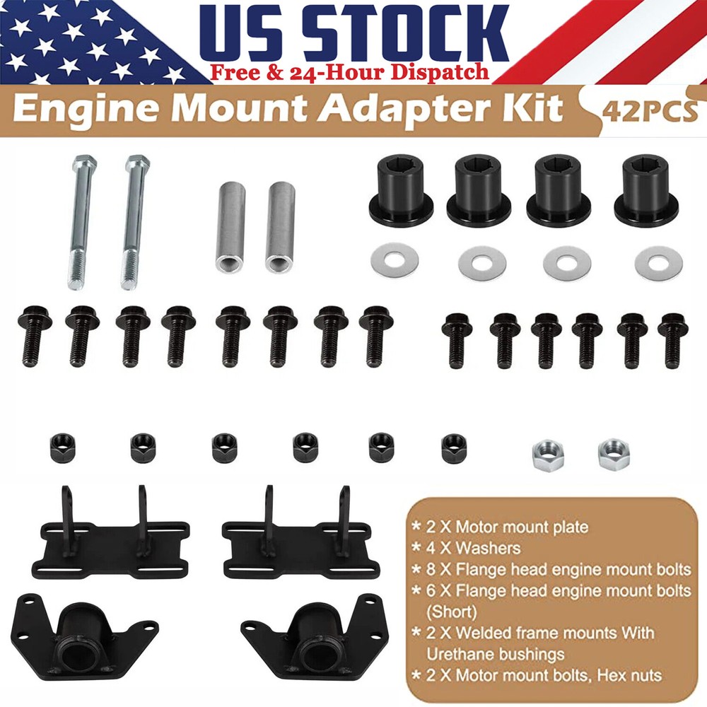 LS Conversion Engine Swap Mounts Adjustable with Hardware for GM Body LS1 2 LSX