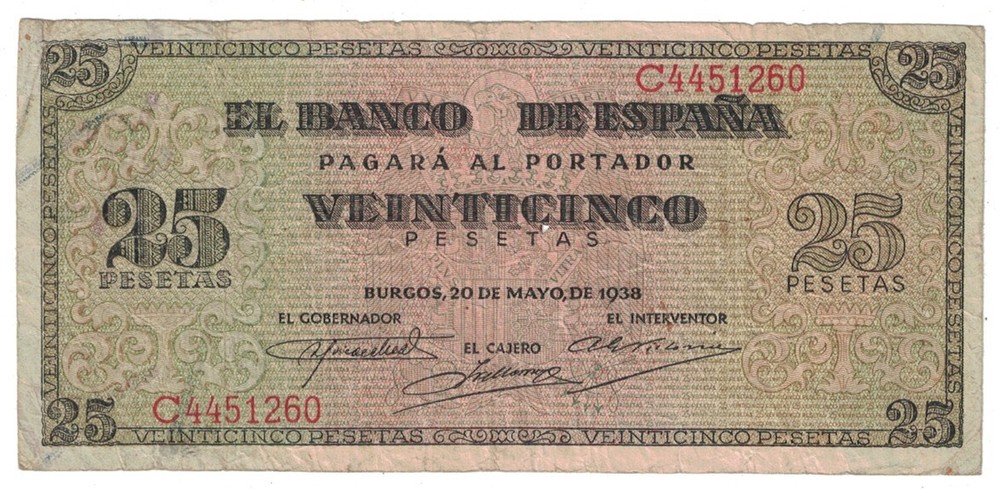 Spain - 20.5.1938 25 Pesetas Banknote