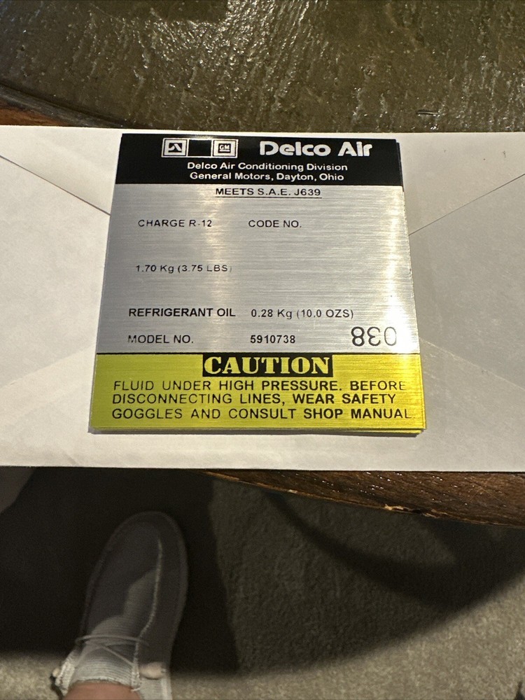 1981 PONTIAC (ALL MODELS) DELCO AIR - AIR CONDITIONING COMPRESSOR DECAL 038