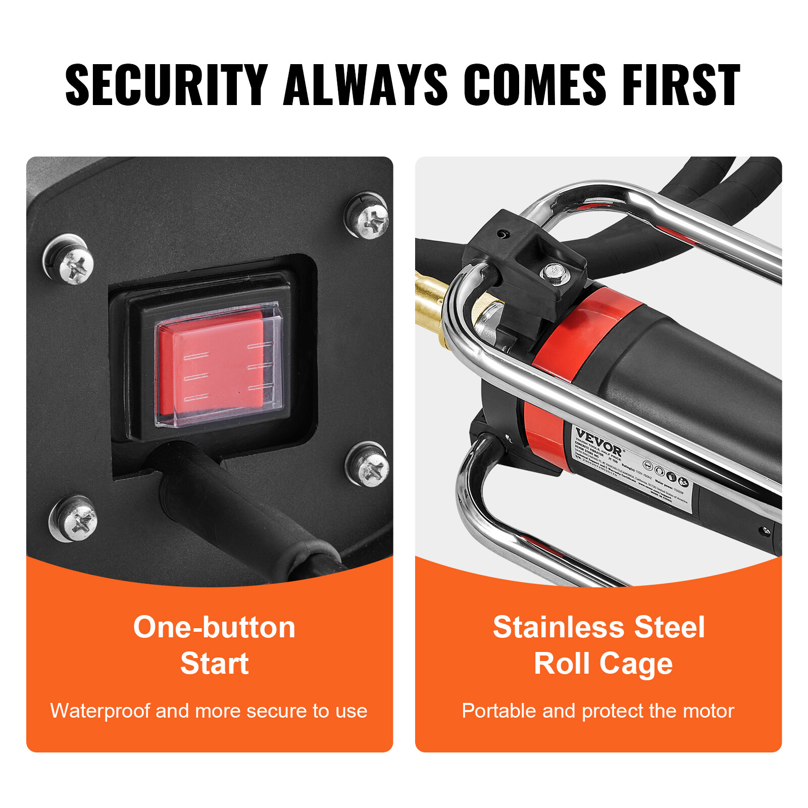 VEVOR Electric Concrete Vibrator 1500W 14-3/4 feet Poker to Remove Air Bubbles