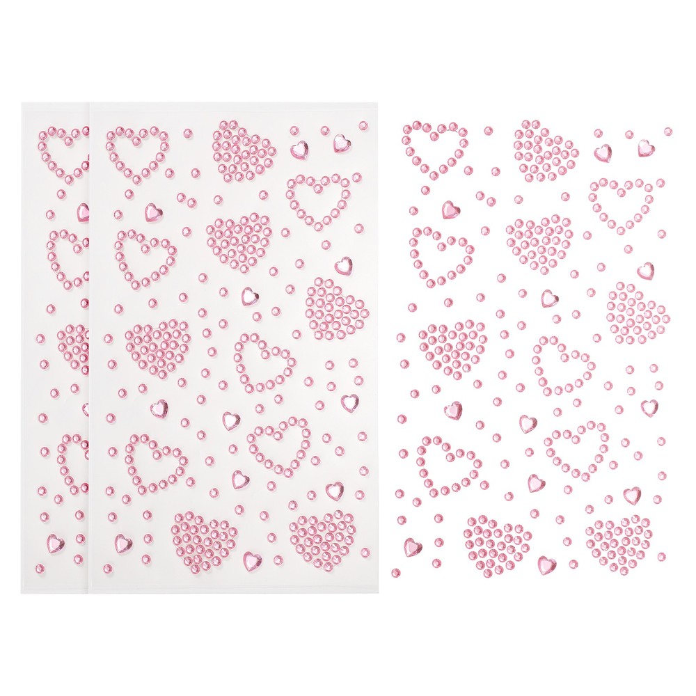 3Sheets Heart Gem Sticker, Face Gem Stickers, Pink
