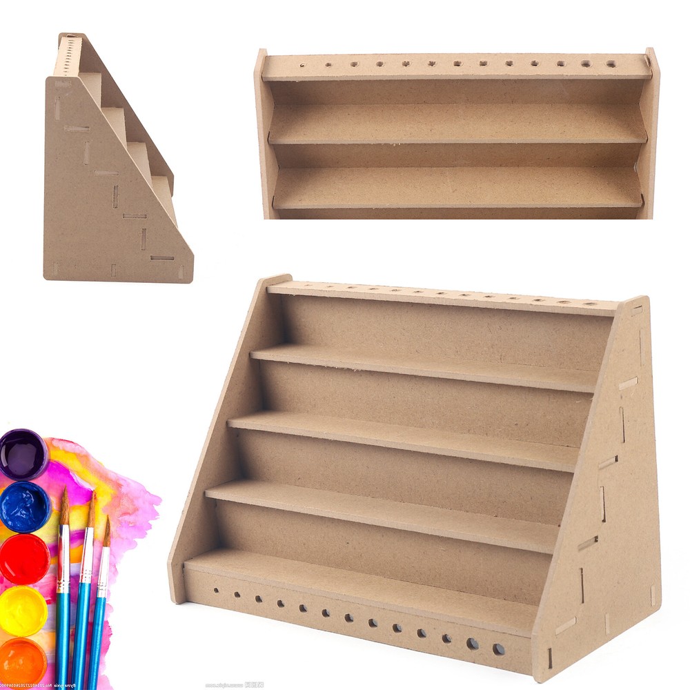 4 - Layer Wooden Paint Bottle Rack Model Organizer Storage Holder