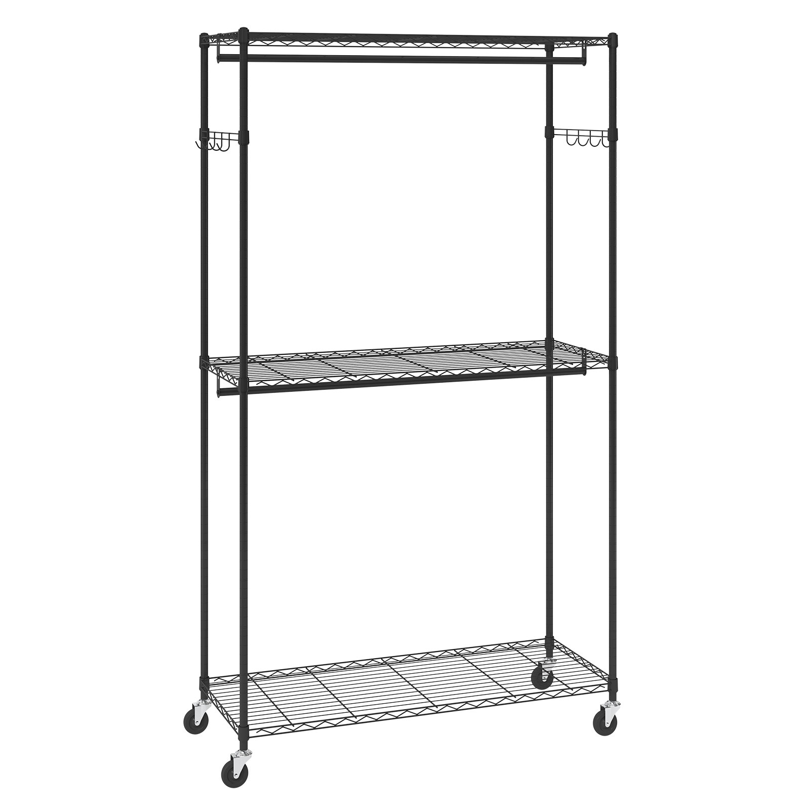 VEVOR Clothes Rack Rolling Clothing Garment Rack with 3 Storage Tiers 400 lbs