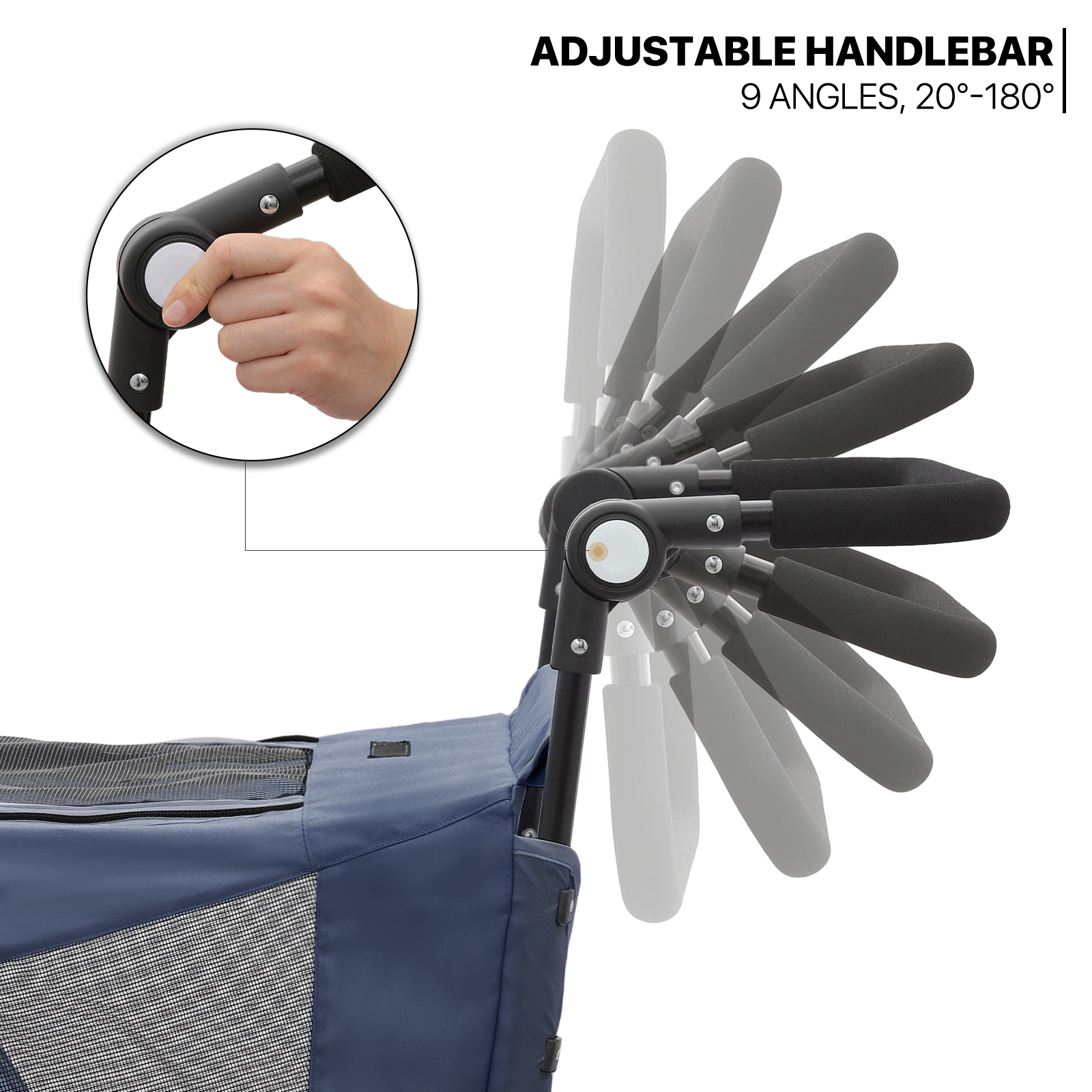 Foldable Dog Stroller Breathable Pet Travel Carrier Cart w/Foot Activated Lock