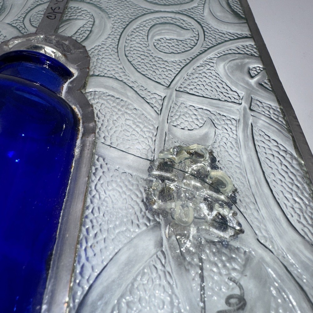 Hanging Glass Window Panel Cobalt Blue Bud Vase