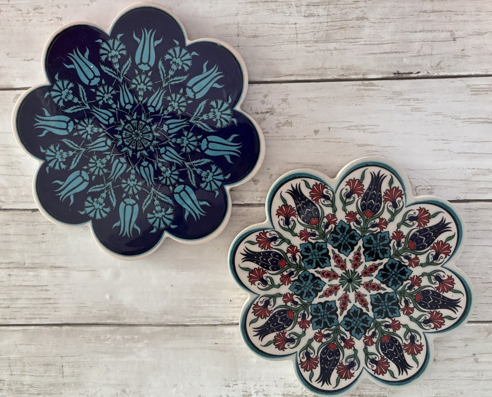 Turkish Ceramic Trivets Blue Set Of Two