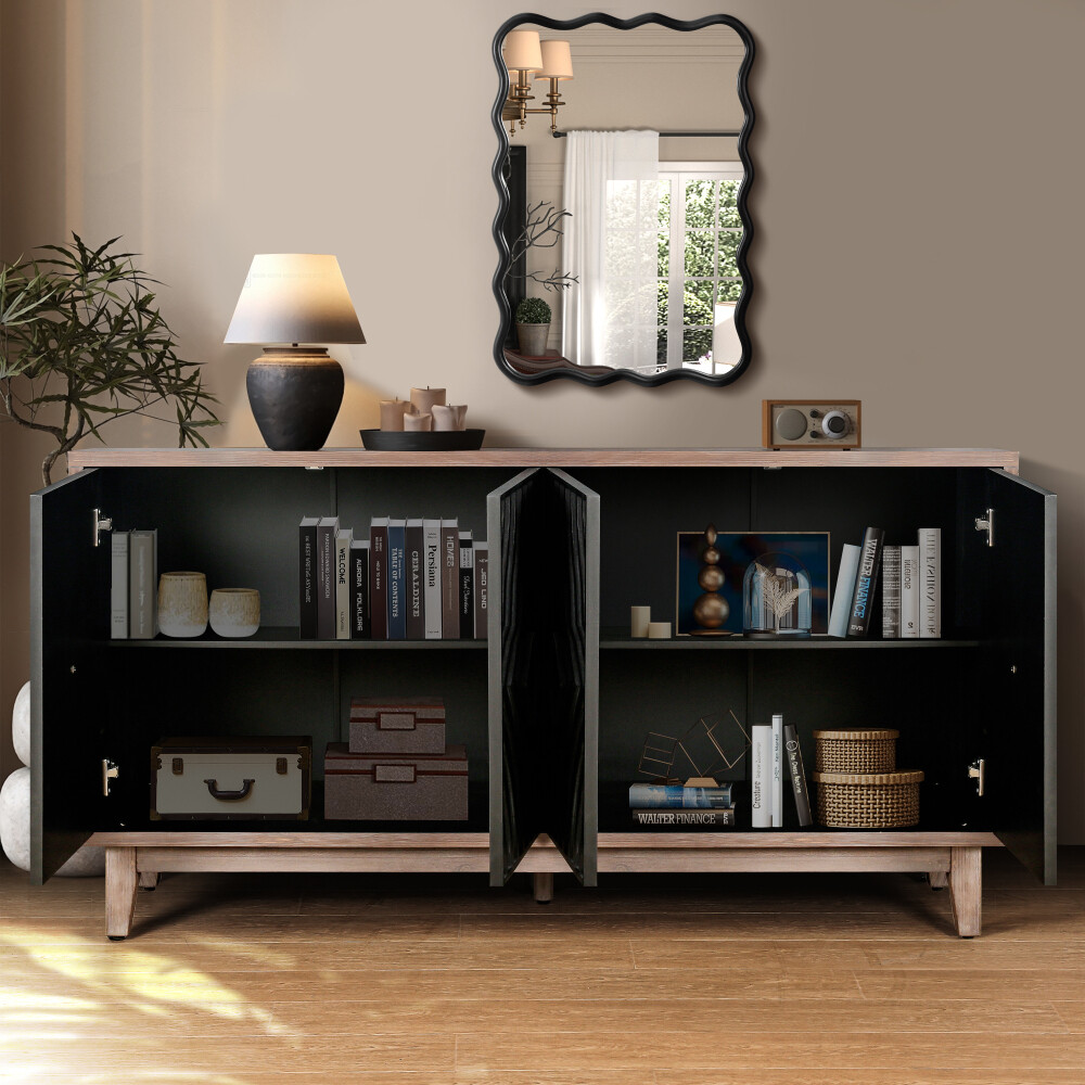 Kitchen Storage Cabinet Sideboard Buffet Cabinet with Solid Wood Legs