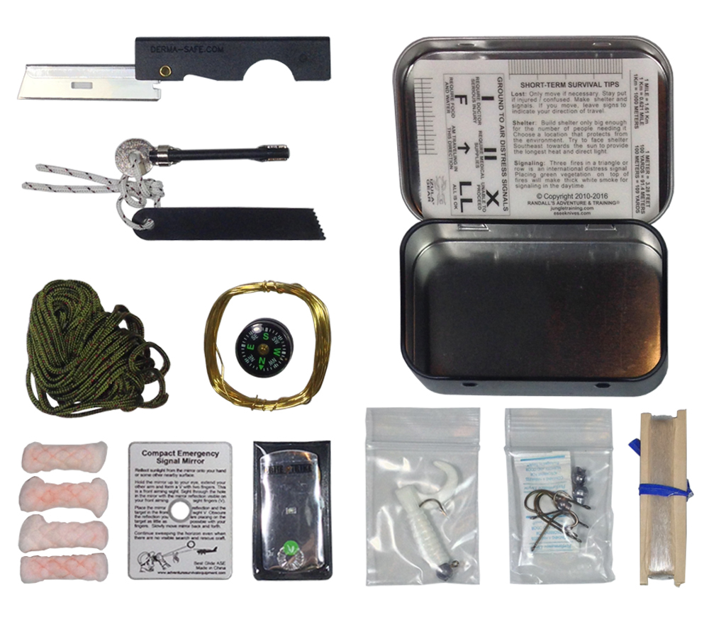 Mini Survival Kit in Tin Esee Knives Sere Tools in Pocket-sized Container
