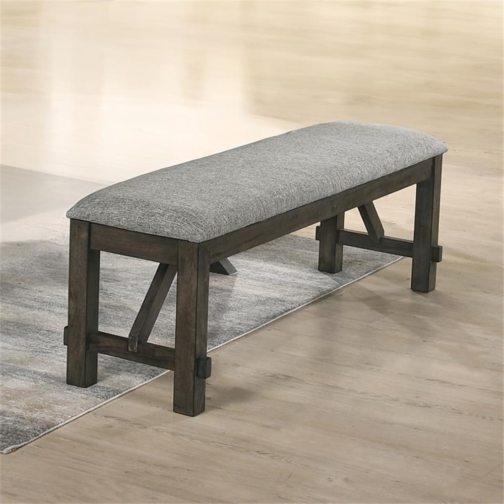 Pemberly Row Upholstered Polyester Wood Bench in Rustic Brown