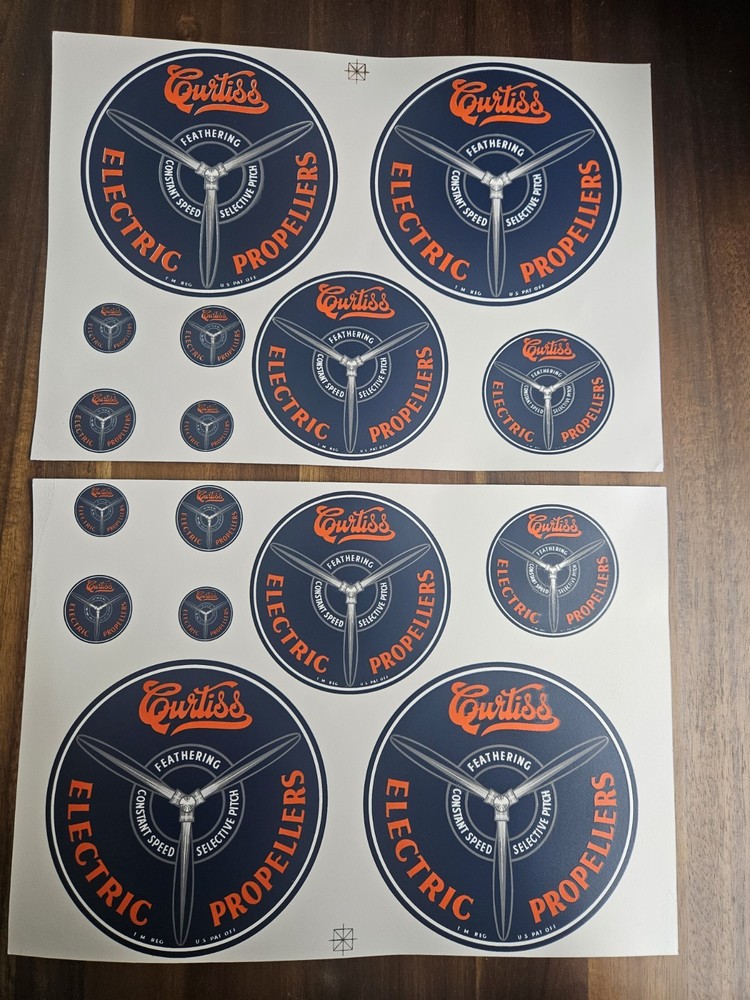 Curtiss Electric Propeller Decal Set