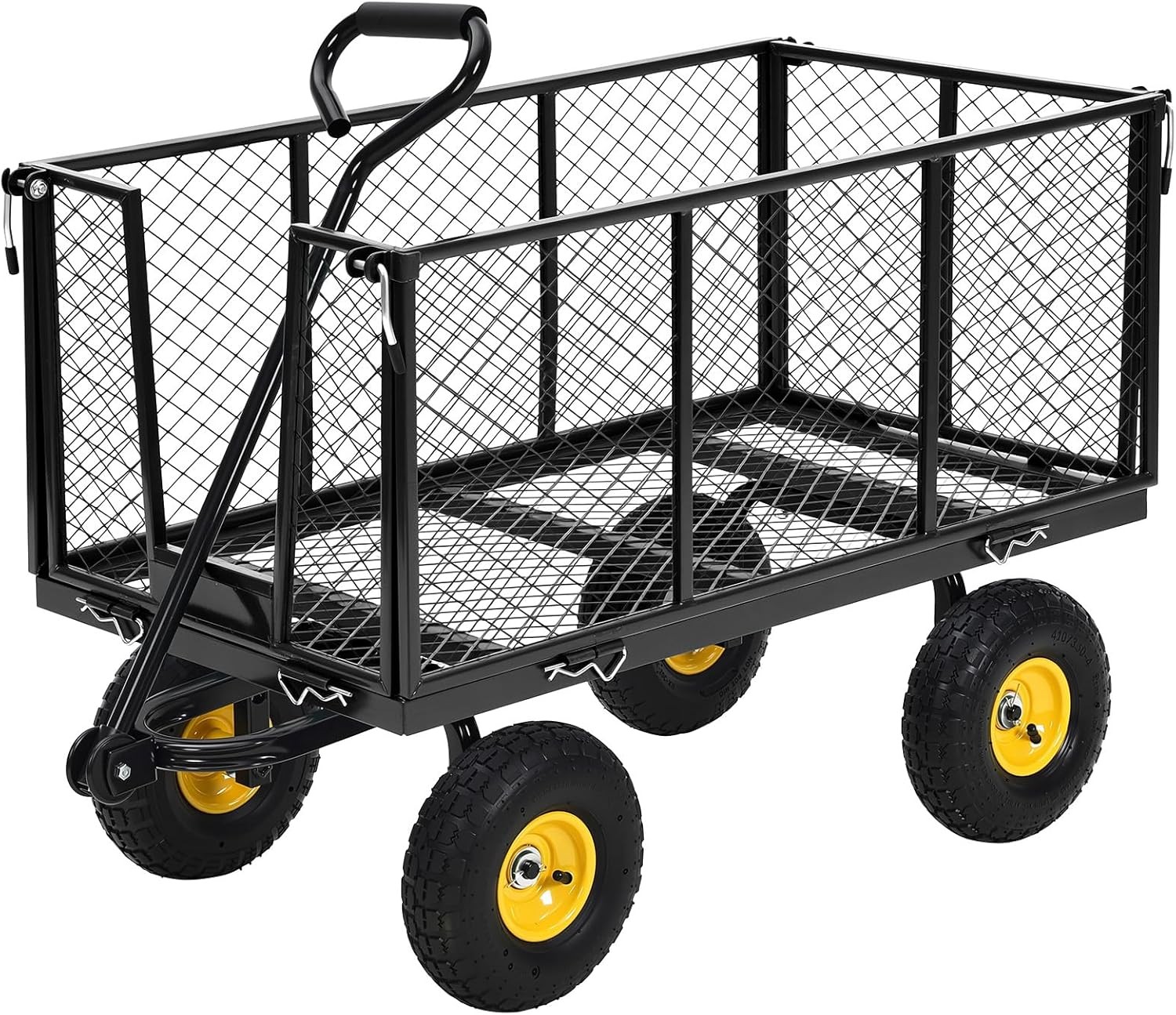 Garden Cart 1100LBS Heavy Duty Steel Yard Garden Wagon with Removable Sides