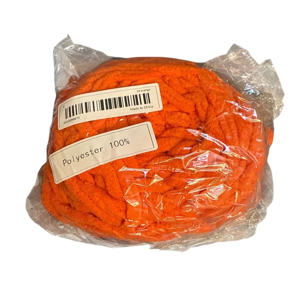 Chenille Skein Chunky Orange 100% Polyester Yarn Crafting & Knitting Projects