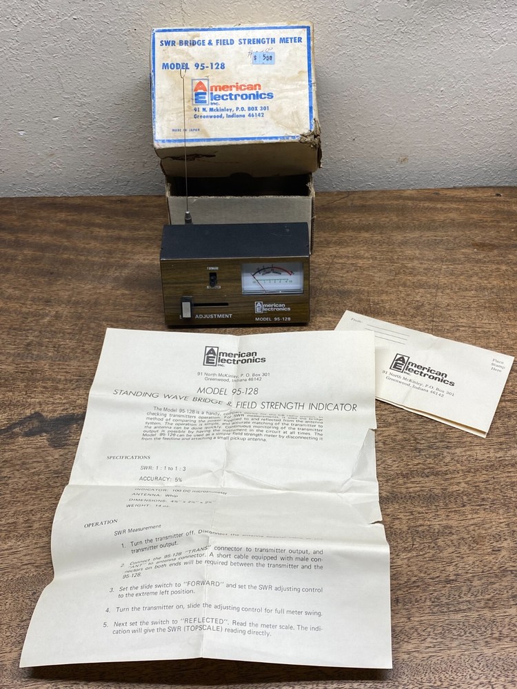 American Electronics Field Strength Meter / SWR Bridge, model 95-128 ~ untested