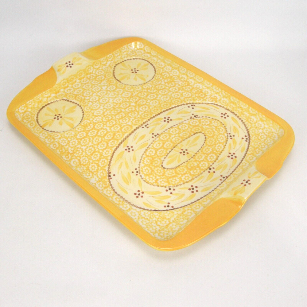 Temptations Yellow Florals Rectangular Serving Platter 15.5" x 11.75" NOB
