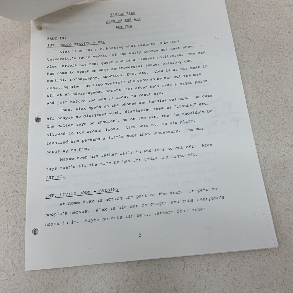 Vintage Family Ties Spec Script Draft Proposal By David Silverman Stephen Both