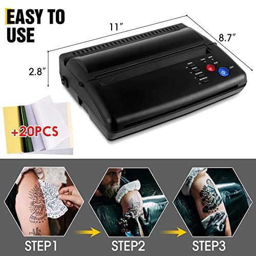 Tattoo Stencil Transfer Copier Printer with 20PCS Stencil Sheets Tattoo Stencil