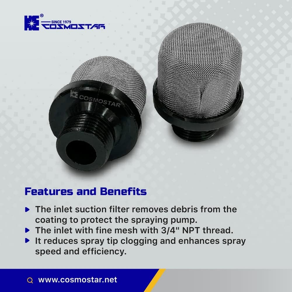 Cosmostar 3/4" Filter Inlet Suction Strainer for Airless Sprayer Replacement ...