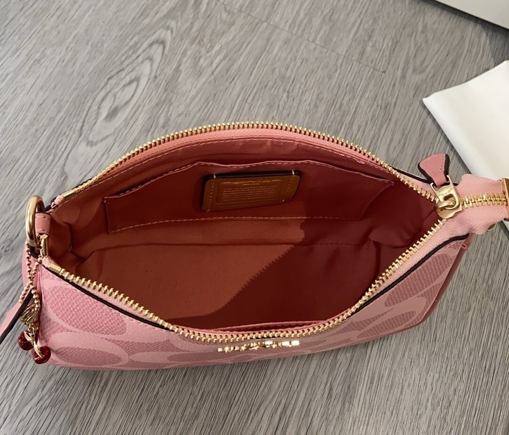 COACH CAL51 Pink Teri Shoulder Bag in Signature Canvas Crossbody for Women