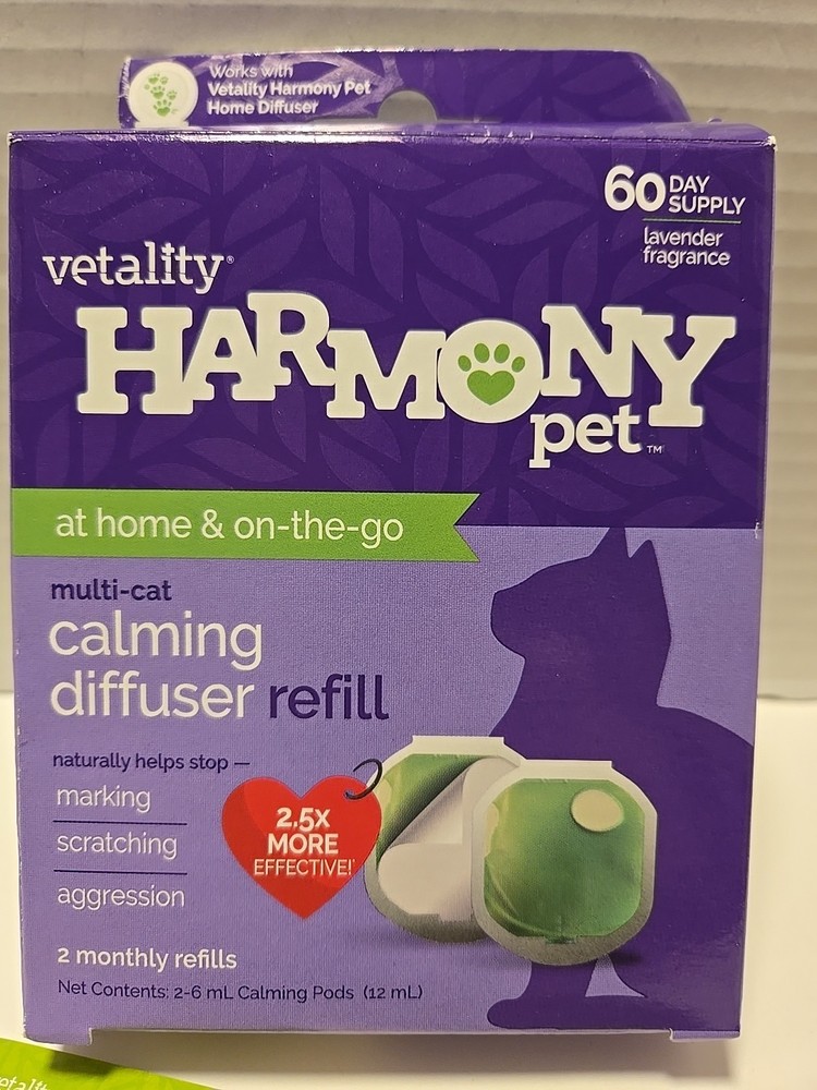 Harmony Pet Calming Diffuser Refill ~ For Cate ~ 60 Day Supply~ Lavender Scent