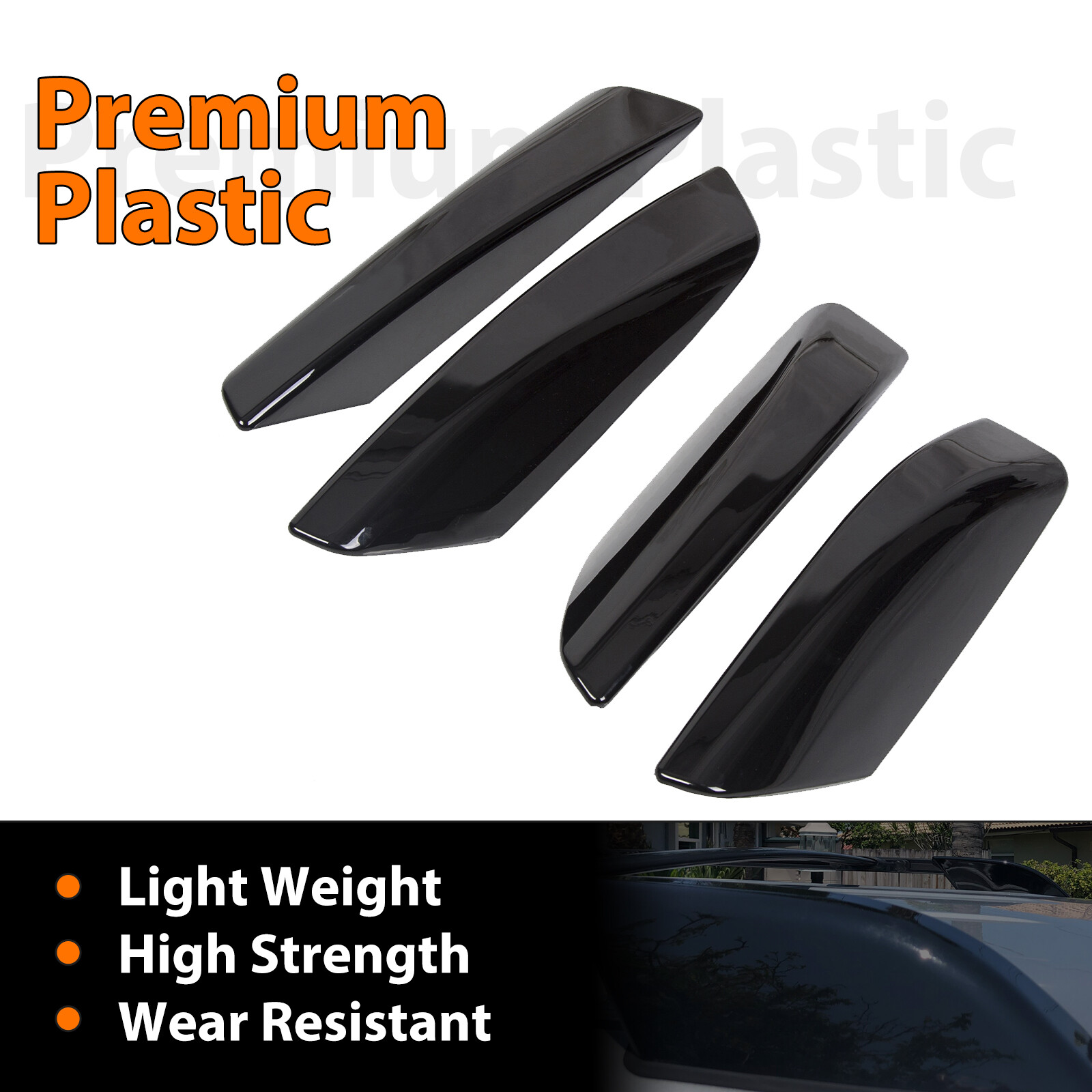 For Toyota 4Runner N210 2003-2009 4PCS Roof Rail Rack End Cover Shell Cap Black