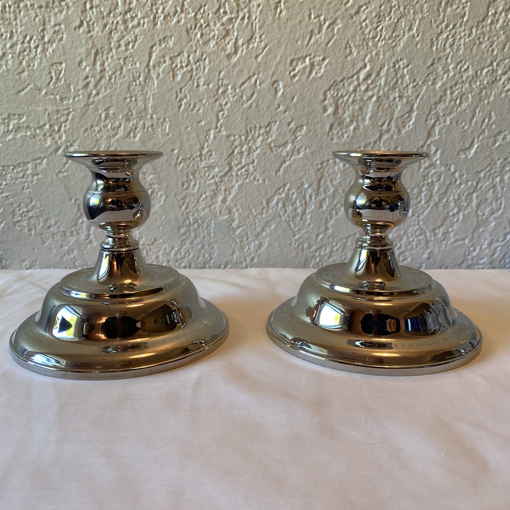 Pair of Silver Plated Taper Candle Holders 4.5” Inches Tall