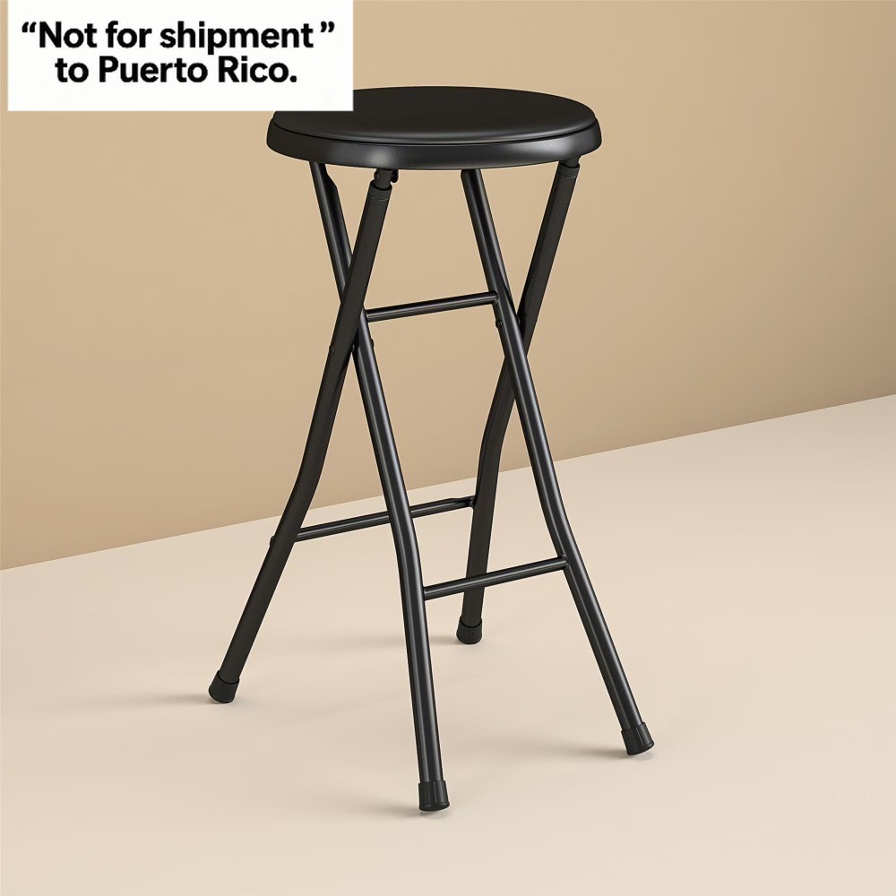 24" Vinyl Padded Folding Stool, Black