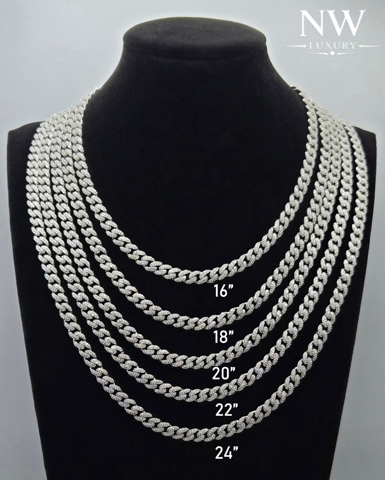 Genuine MOISSANITE Miami Cuban Chain Necklaces 6mm, 925 Sterling Silver, Icey