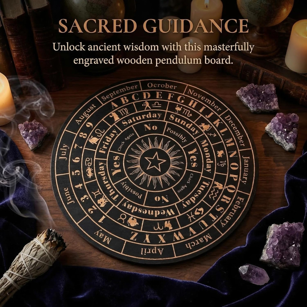 Star Pendulum Board, Large Wooden Dowsing Divination Board, Metaphysical Message