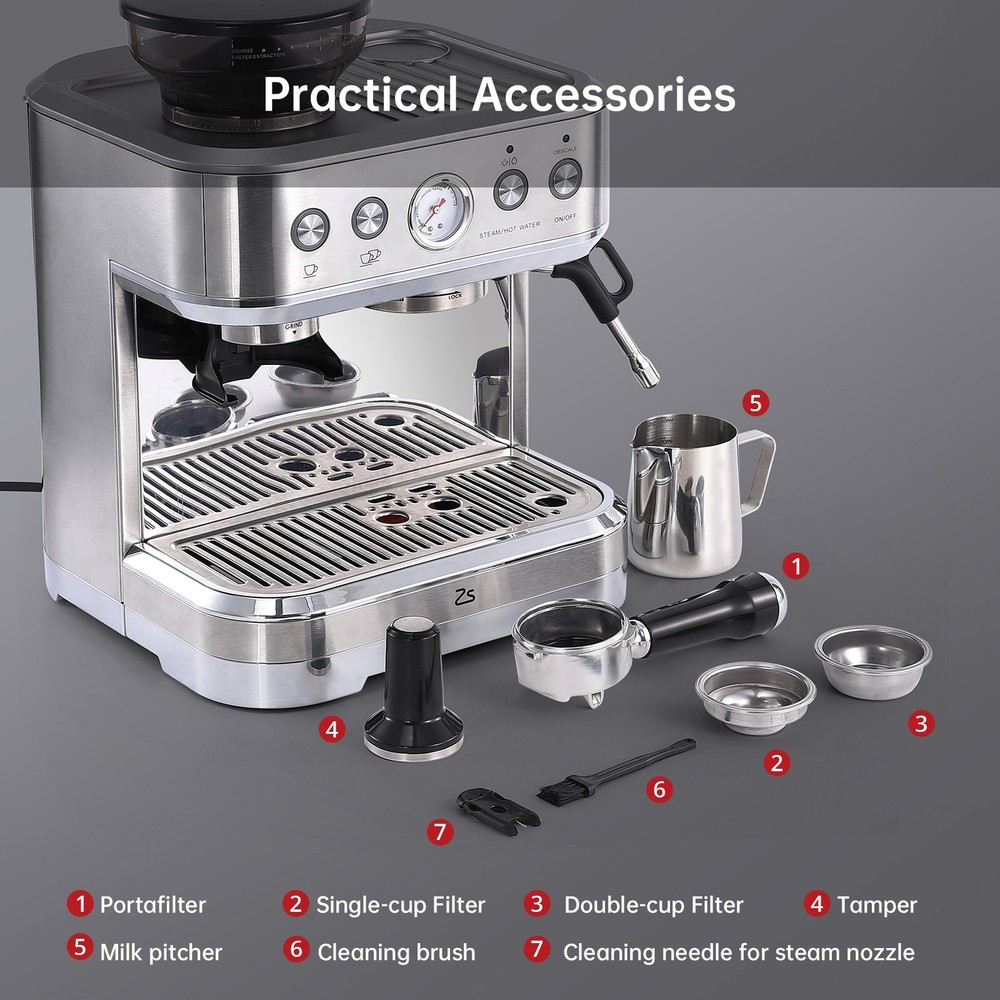 Touch Espresso Coffee Machine - Brushed Stainless Steel