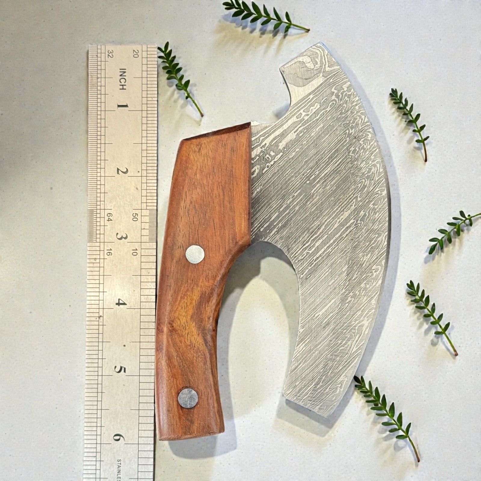 ULU Knife | Lot of 3 | Damascus Steel | Pakka Wood | Handmade | D1222