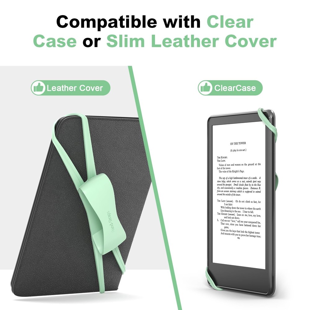 Arctiiro 2 Pack Comfortable Hand Strap for Kindle and Tablets, Matcha