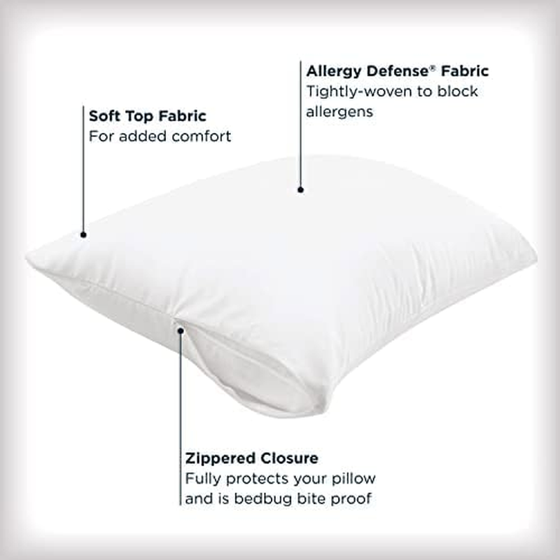 King Allerease Pillow Protectors Moisture Wicking, Advanced Allergy Protection