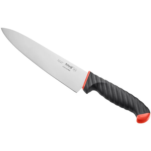 Schraf 8" Chef Knife with Red TPRgrip Handle, NSF Listed