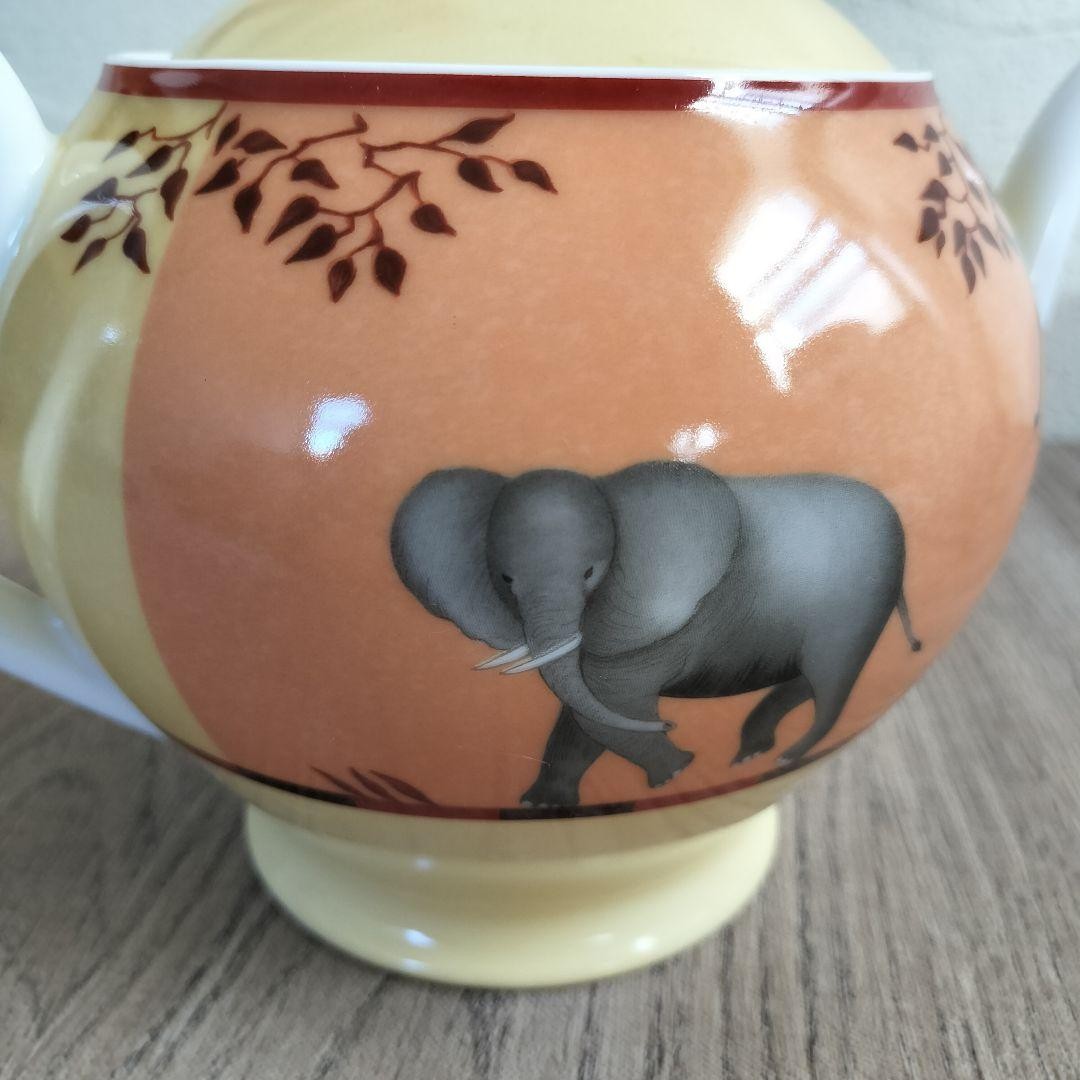 Hermes Paris Tea Pot Africa Orange Porcelain Tableware near mint gift