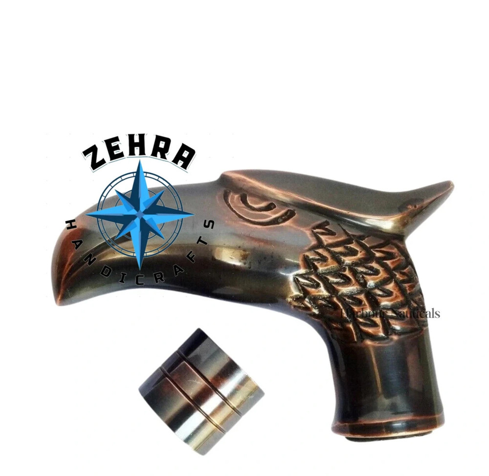 ZEHRA Vintage Nautical Walking Cane Eagle Head Solid Brass Handle Birthday Gift