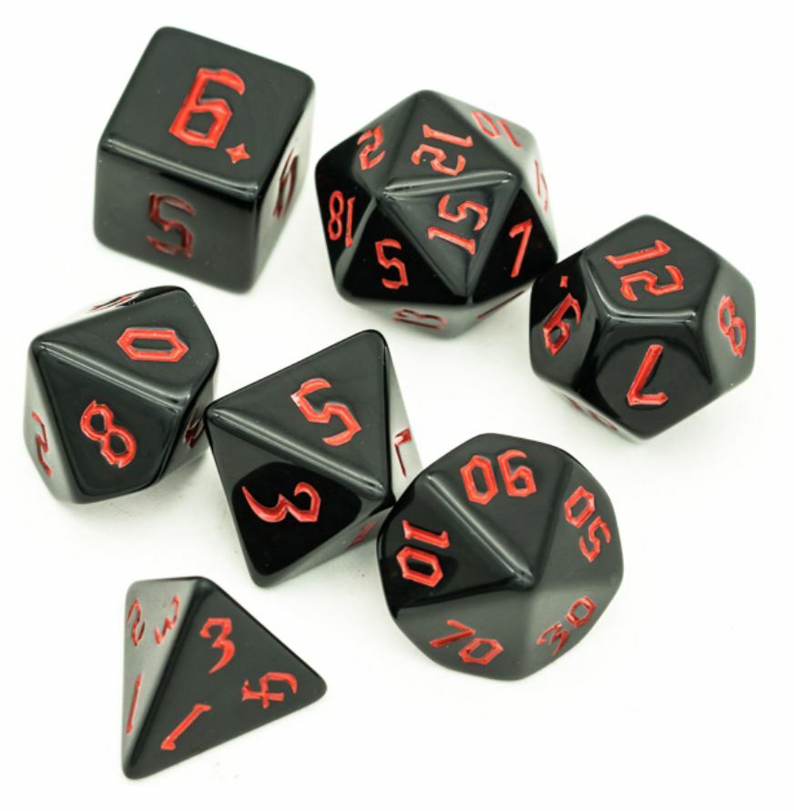 Red Orcish Script Dice Set Poly RPG DnD Dungeons Dragons AD&D Pathfinder