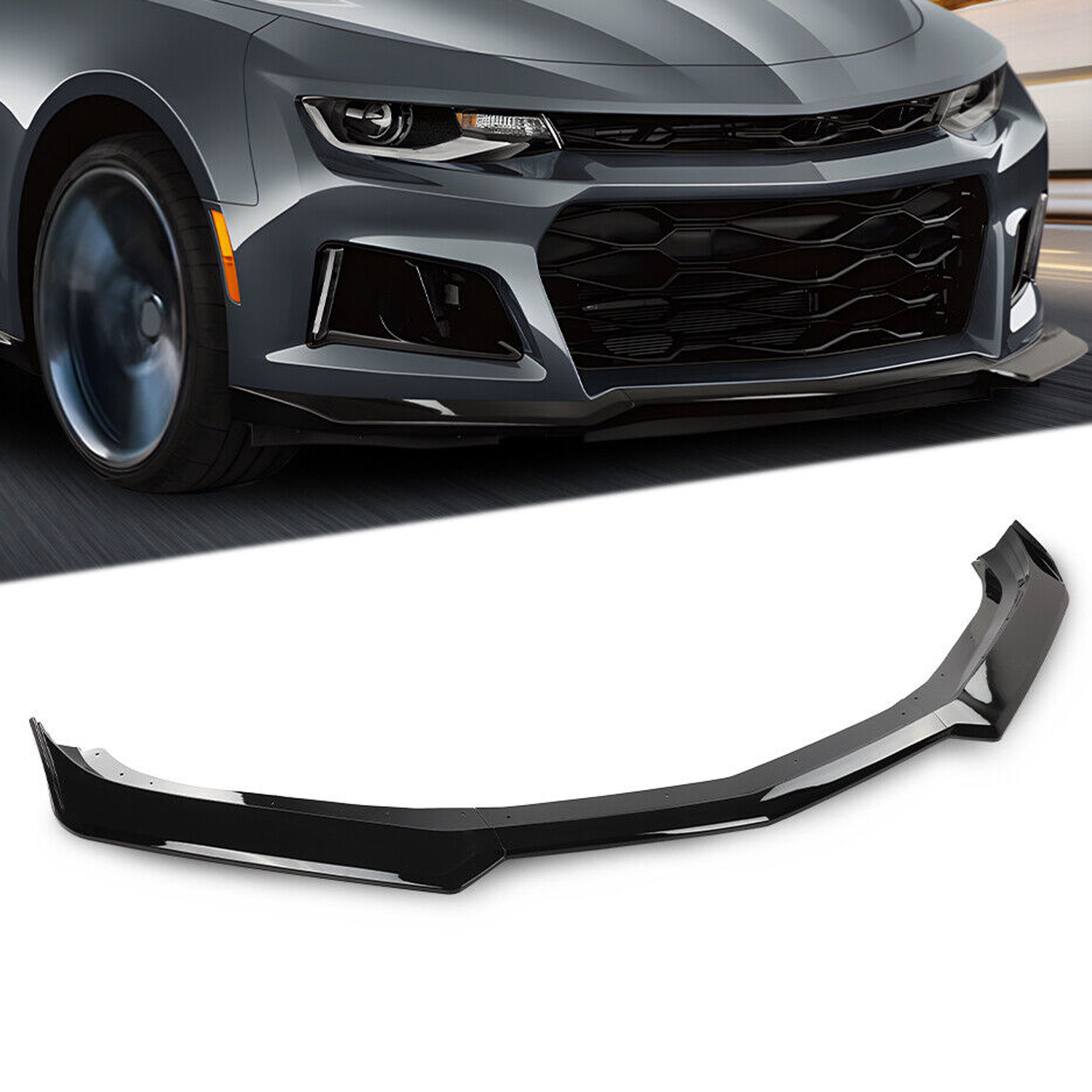 Fits For 16-22 Chevy Camaro 1LE Style Gloss Black Front Bumper Lip Splitter ABS
