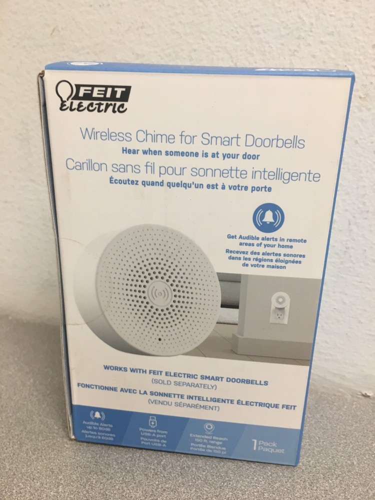 New Feit White Plastic Wireless Smart-Enabled Door Chime Bell