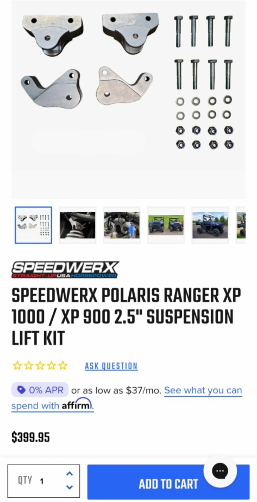 Speedwerx 2.5" Lift Kit - Polaris Ranger 2017-2025 XP 1000 / 2014-2019 XP 900