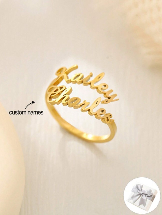 Personalized Couples Ring With Names, Anniversary, Wedding, Valentine's Gift