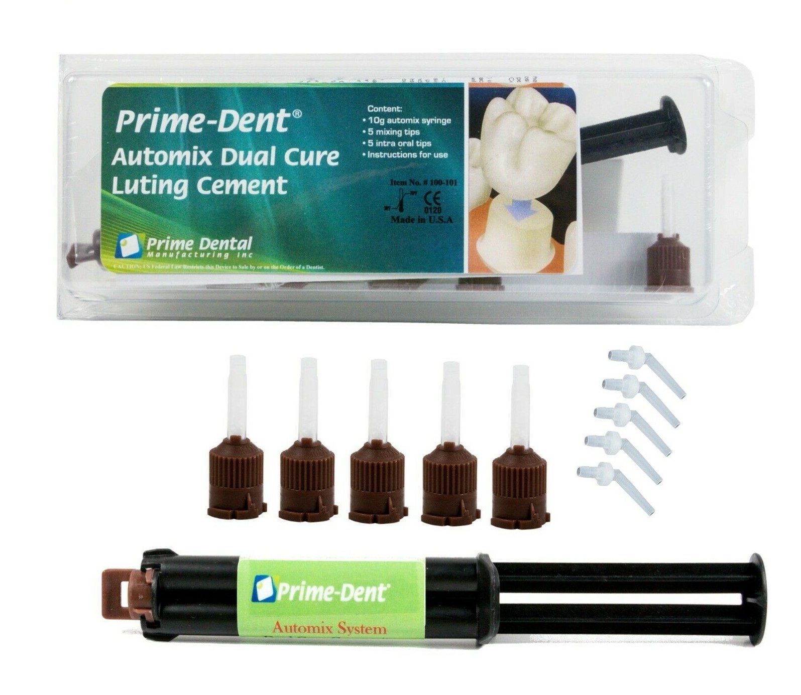 Prime Dent Automix Dual Cure Luting Cement White Opaque and Natural Shades