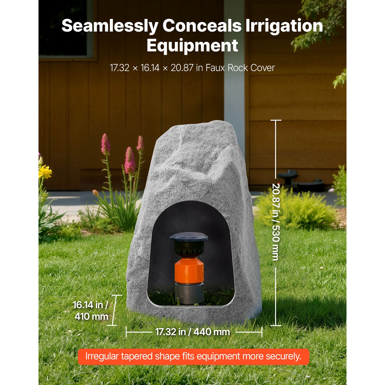 Uimoso Artificial Landscape Rock Cover Outdoor Well Pumps Realistic Grey Boulder
