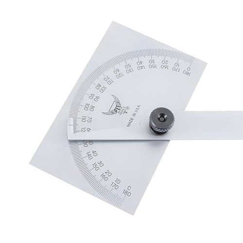 PEC Tools Stainless Steel Angle Protractor 6" Blade, 0-180° Range