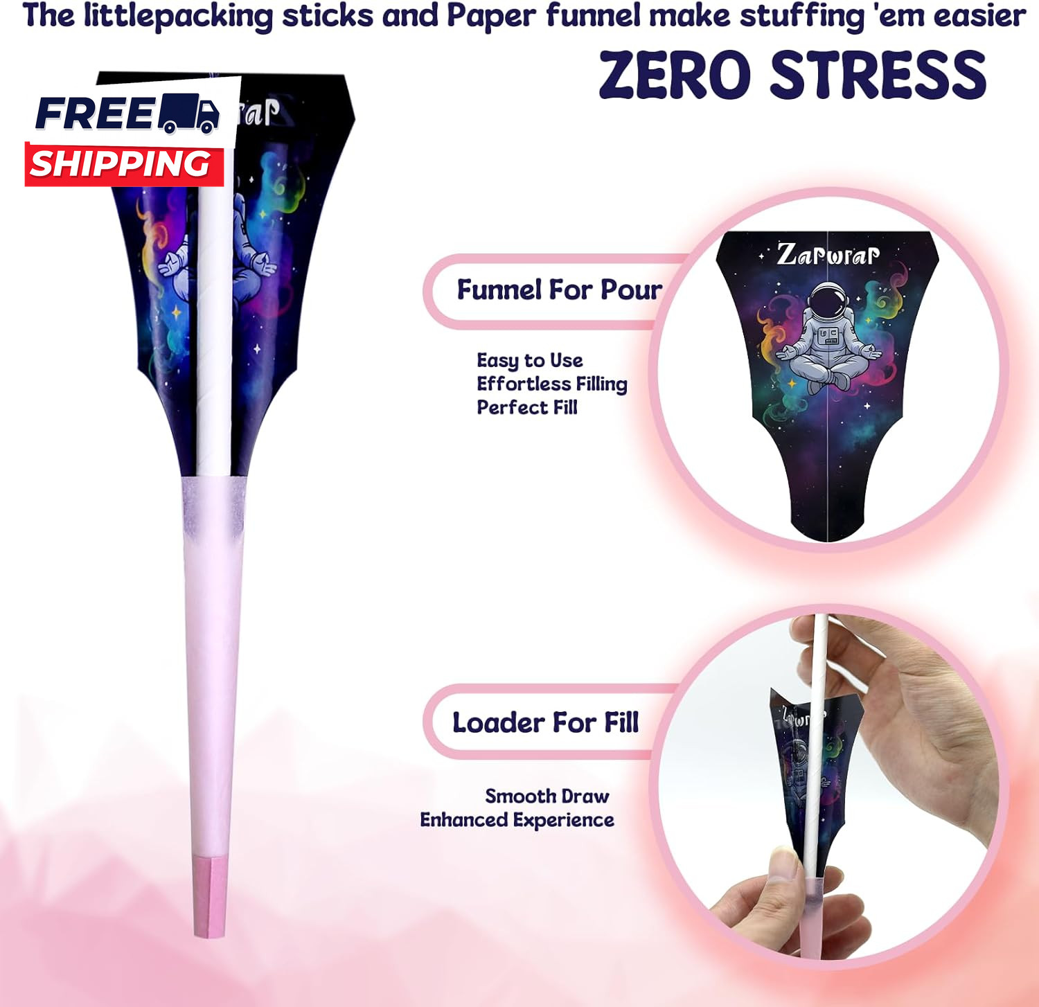 100 PACK Pink Cones Rolling Paper King Size 108Mm Pre Rolled Cones