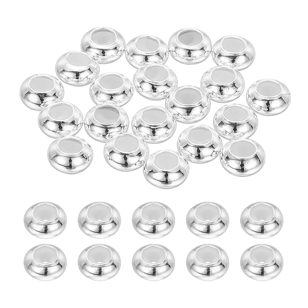 20Pcs 7mm Positioning Spacer Beads for Bracelets, Silver