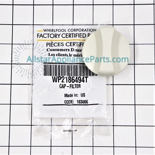 Whirlpool Refrigerator Water Filter Cap WP2186494T