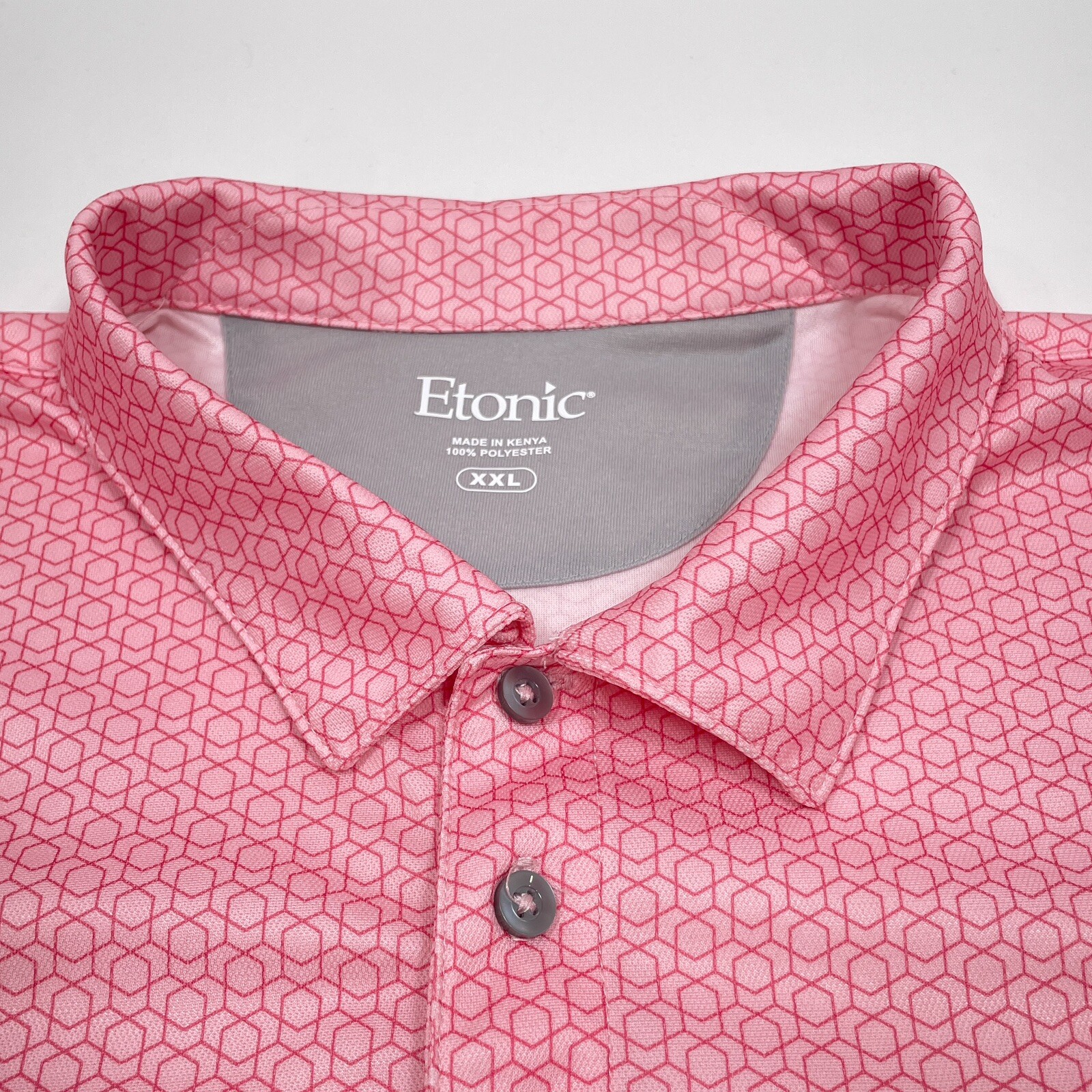 Etonic Men's XXL Golf Polo Shirt Pink Geometric Print Stretch