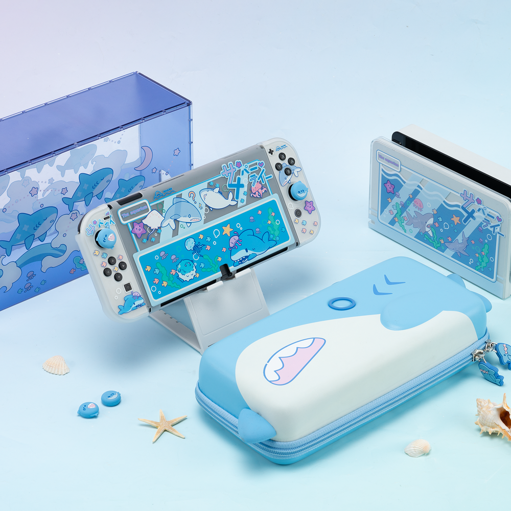 GeekShare Switch Shark Party Protective Case Dock Cover Thumb Grips Switch OLED