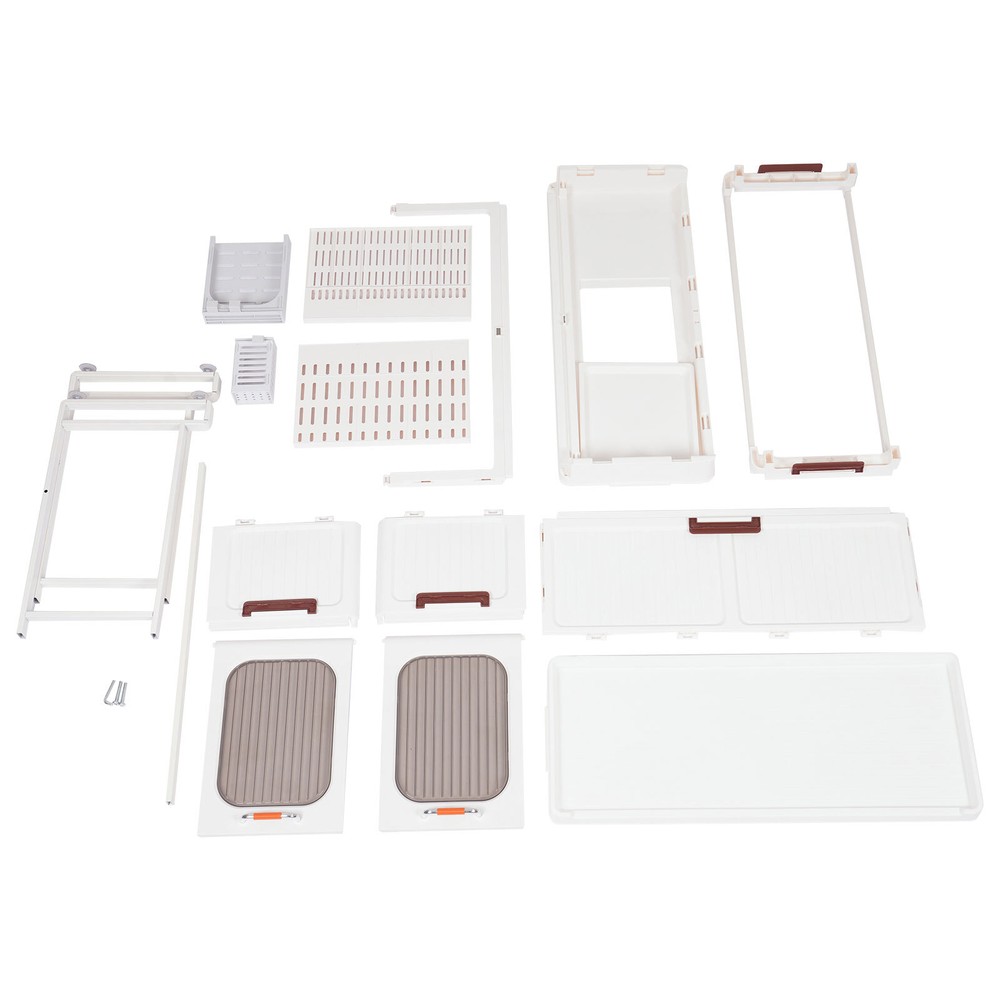 1 Layer Standing Kitchen Shelf Kitchen Cabinet Standing Storage Shelf White