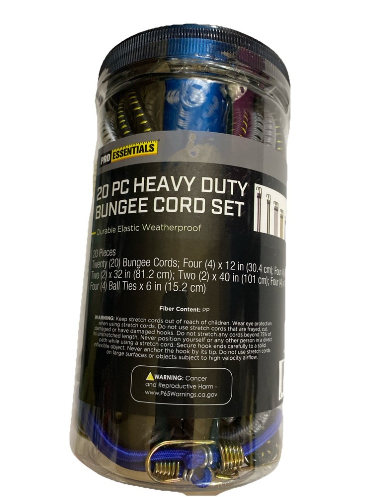 Pro Essentials 20 Pc Heavy Duty Bungee Cord Set